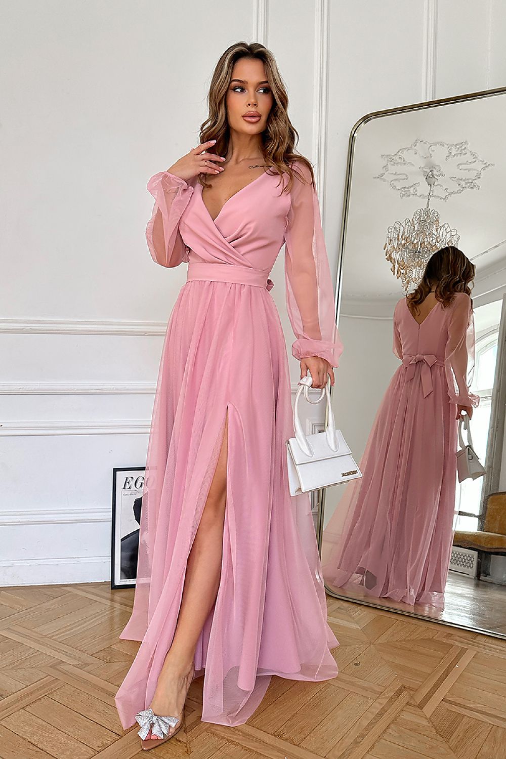 Langes Kleid model 220097 Bicotone