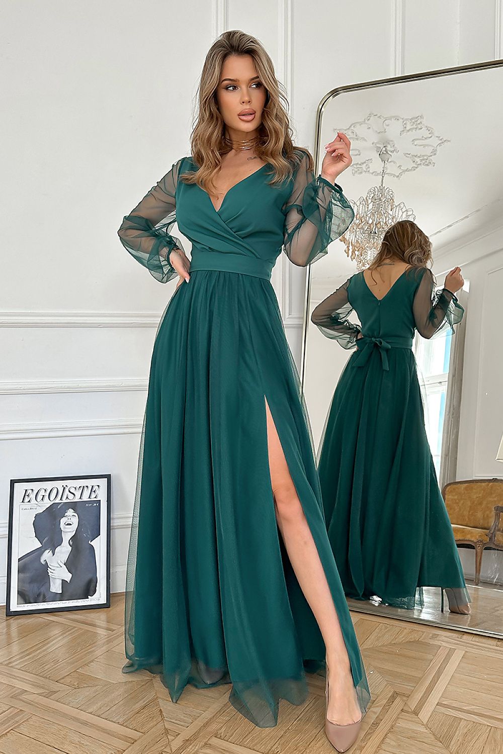 Langes Kleid model 220099 Bicotone