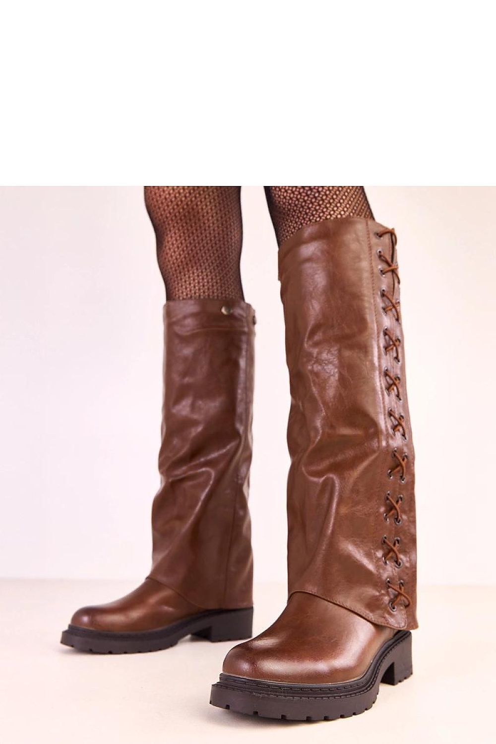 Damen-Stiefel aus Öko-Leder in Braun gefüttert mit abnehmbarem Schaft. (Modell 220246 Solea) 